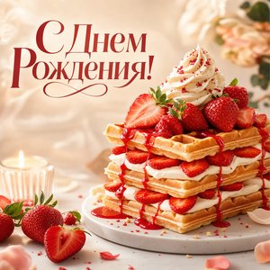 3D открытка с вафлями на день рождения