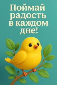 3D открытка с яркой птичкой для хорошего дня