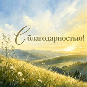Акварельная открытка Спасибо