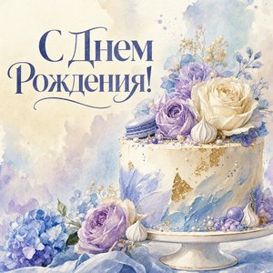 Акварельный торт для дня рождения