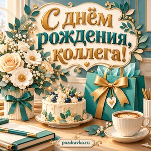 Открытки с днём рождения коллеге