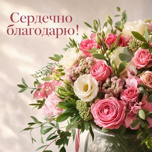Цветочная открытка Спасибо