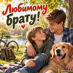 День братьев и сестёр — открытка «Любимому брату!» с двумя братьями в солнечном парке