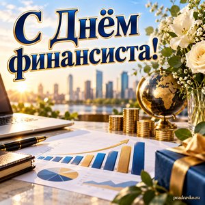 День финансиста — открытка «С Днём финансиста!» с абстрактной диаграммой без цифр