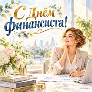 День финансиста — открытка «С Днём финансиста!» с финансистом у светлого окна