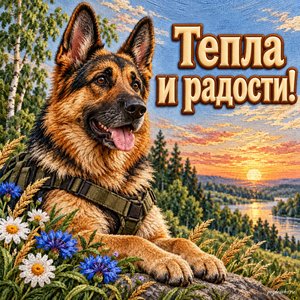 День кинолога МВД — открытка «Тепла и радости!» с портретом внимательной служебной собаки День кинолога МВД — открытка «Тепла и радости!» с портретом внимательной служебной собаки