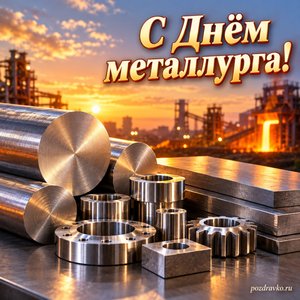 День металлурга — открытка «С Днём металлурга!» с аккуратными металлическими заготовками