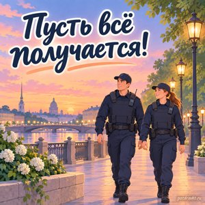 День ППС полиции — открытка «Пусть всё получается!» со спокойным вечерним городом
