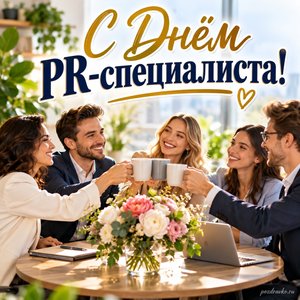 День PR-специалиста — открытка «С Днём PR-специалиста!» с коллегами за круглым столом
