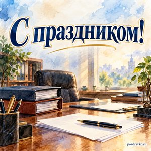 День следователя МВД — открытка «С праздником!» с аккуратным рабочим столом и папками без надписей День следователя МВД — открытка «С праздником!» с аккуратным рабочим столом и папками без надписей
