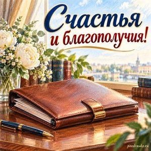 День российской адвокатуры — открытка «Счастья и благополучия!» с аккуратной папкой