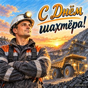 День шахтёра — открытка «С Днём шахтёра!» с мастером у современного оборудования