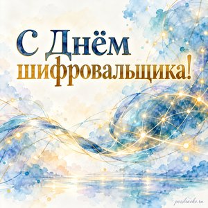День шифровальщика — открытка «С Днём шифровальщика!» с абстрактным узором переплетённых световых линий