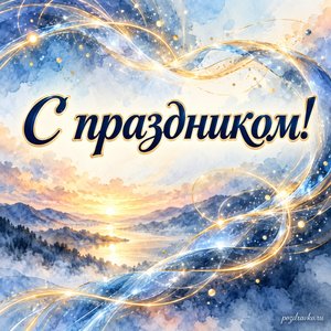 День шифровальщика — открытка «С праздником!» с абстрактным узором переплетённых световых линий