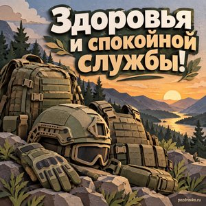 День ССО — открытка «Здоровья и спокойной службы!» с нейтральным защитным снаряжением без символов