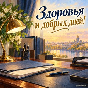 День следователя — открытка «Здоровья и добрых дней!» с аккуратным рабочим столом