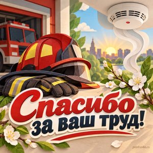 День Госпожнадзора — открытка «Спасибо за ваш труд!» с датчиком дыма и весенней веточкой День Госпожнадзора — открытка «Спасибо за ваш труд!» с датчиком дыма и весенней веточкой