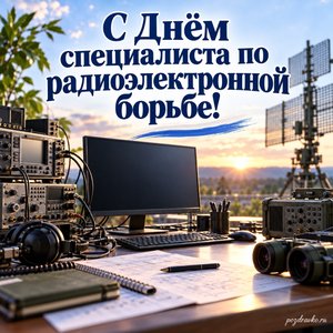 День специалиста РЭБ — открытка «С Днём специалиста по радиоэлектронной борьбе!» с рабочим местом инженера и экраном без текста День специалиста РЭБ — открытка «С Днём специалиста по радиоэлектронной борьбе!» с рабочим местом инженера и экраном без текста