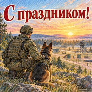 День Росгвардии — открытка «С праздником!» со спокойным учебным полигоном на рассвете