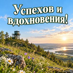 День ПВО — открытка «Успехов и вдохновения!» с силуэтом наблюдательного поста на зелёном холме День ПВО — открытка «Успехов и вдохновения!» с силуэтом наблюдательного поста на зелёном холме