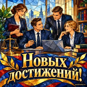 День юридической службы МВД России — открытка «Новых достижений!» с коллегами в спокойной деловой обстановке