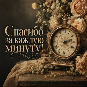 Элегантная открытка Спасибо с часами