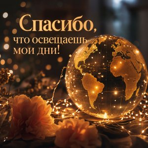 Кинематографическая открытка Спасибо с огнями