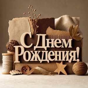 Крафтовая открытка с днем рождения