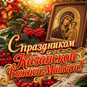 Красивая открытка с Днём Казанской иконы Божией Матери