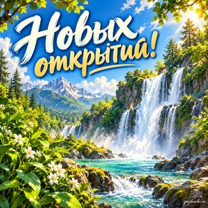 Международный день биосферных резерватов — открытка «Новых открытий!» водопад среди сочной зелени