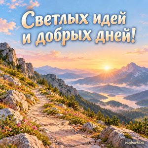 Международный день георазнообразия — открытка «Светлых идей и добрых дней!» рассвет над горной тропой