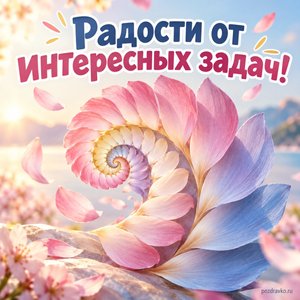 Международный день математики — открытка «Радости от интересных задач!» спираль из лепестков