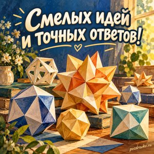 Международный день математики — открытка «Смелых идей и точных ответов!» бумажные многогранники