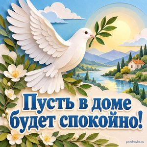 Международный день мира — открытка «Пусть в доме будет спокойно!» бумажный голубь Международный день мира — открытка «Пусть в доме будет спокойно!» бумажный голубь