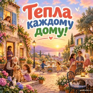 Международный день мирного сосуществования — открытка «Тепла каждому дому!» уютные дома вокруг тихой площади Международный день мирного сосуществования — открытка «Тепла каждому дому!» уютные дома вокруг тихой площади