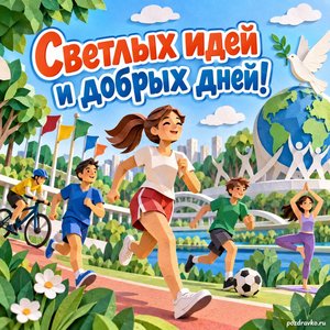 Международный день спорта на благо развития и мира — открытка «Светлых идей и добрых дней!» бумажный спортивный парк Международный день спорта на благо развития и мира — открытка «Светлых идей и добрых дней!» бумажный спортивный парк