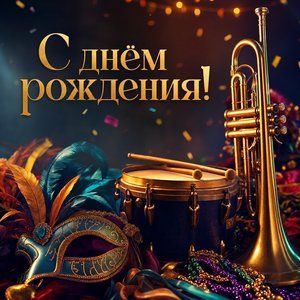 Музыка карнавала – открытка с днем рождения