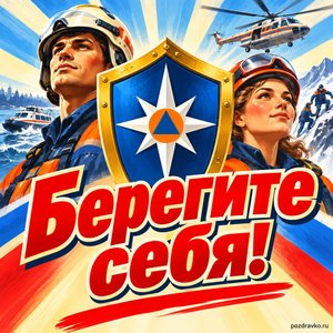 Открытка «Берегите себя!» с эмблемой
