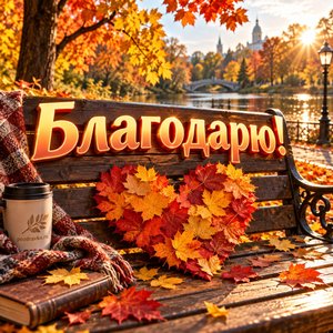 Открытка «Благодарю!» с сердцем из листьев