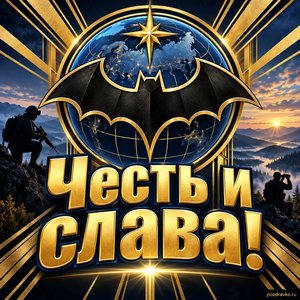 Открытка «Честь и слава!» с эмблемой