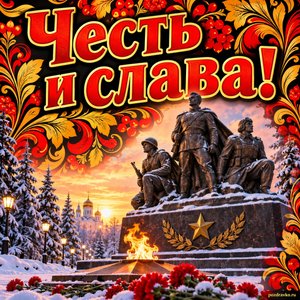 Открытка «Честь и слава!» с памятником