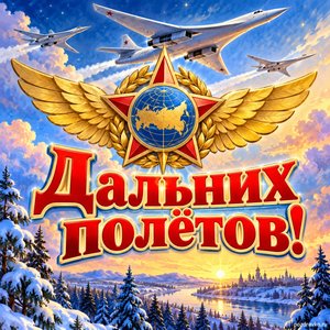 Открытка «Дальних полётов!» с медалью