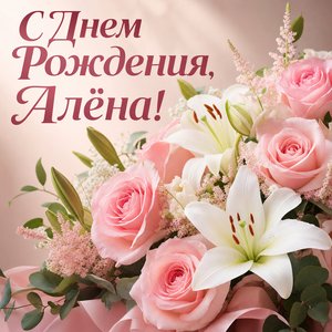 Открытка Днем Рождения с букетом цветов