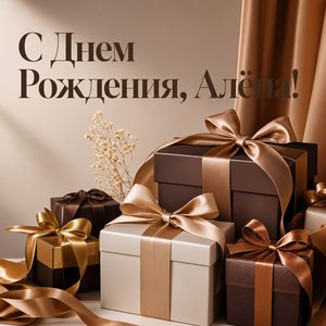 Открытка Днем Рождения с подарочными коробками