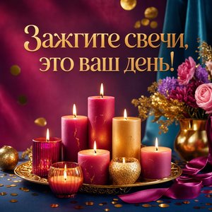 Открытка Днем Рождения с праздничными свечами