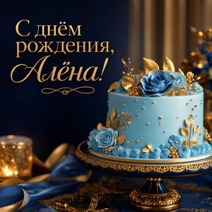 Открытка Днем Рождения с тортом