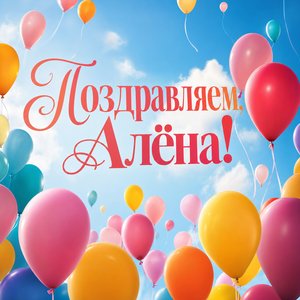 Открытка Днем Рождения с воздушными шариками