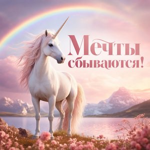 Открытка Дня Рождения с единорогом