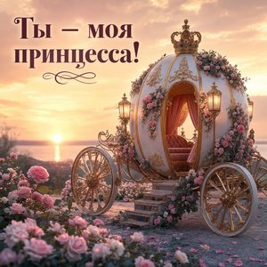 Открытка Дня Рождения с каретой для внучки