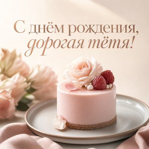 Открытка Дня Рождения с сладким десертом